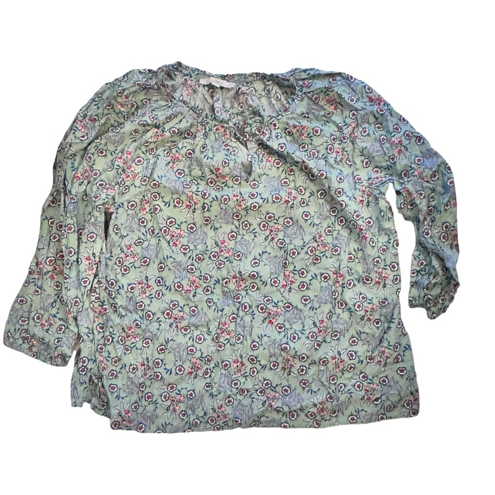 LOFT Floral Blouse - Green and Pink